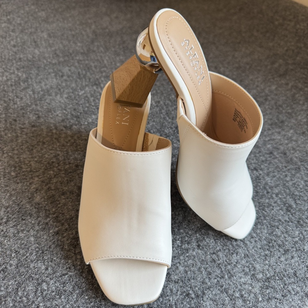 Alfani Magnoleap Mule Heels Sz 6 M Modern Ball Block Heel White with Box - Picture 5 of 9